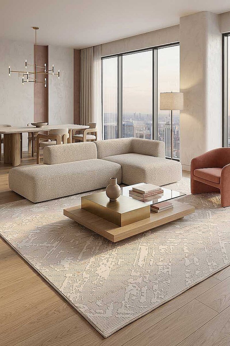 Etro Dekoratif Modern Akrilik Makine Halısı Et04 Gri - Frenda