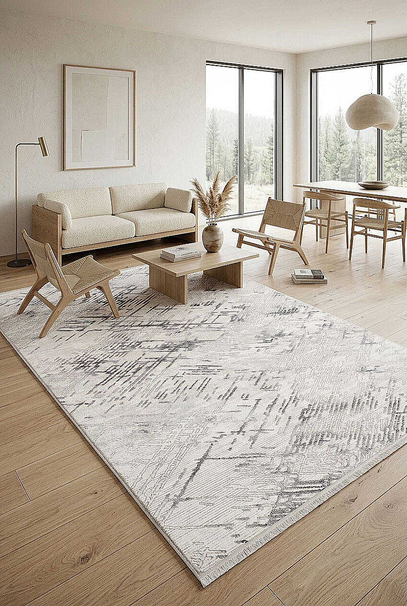 Etro Dekoratif Modern Akrilik Makine Halısı Et05 Gri - Frenda