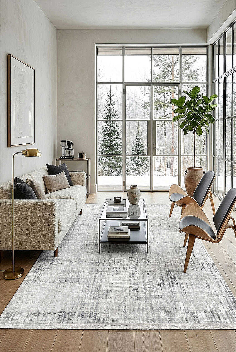 Etro Dekoratif Modern Akrilik Makine Halısı Et08 Gri - Frenda