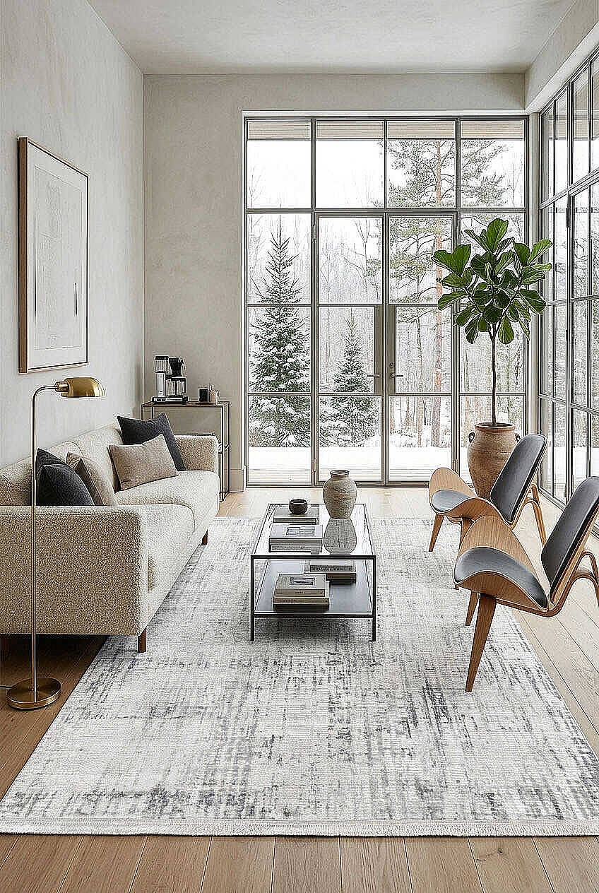 Etro Dekoratif Modern Akrilik Makine Halısı Et08 Gri - 1