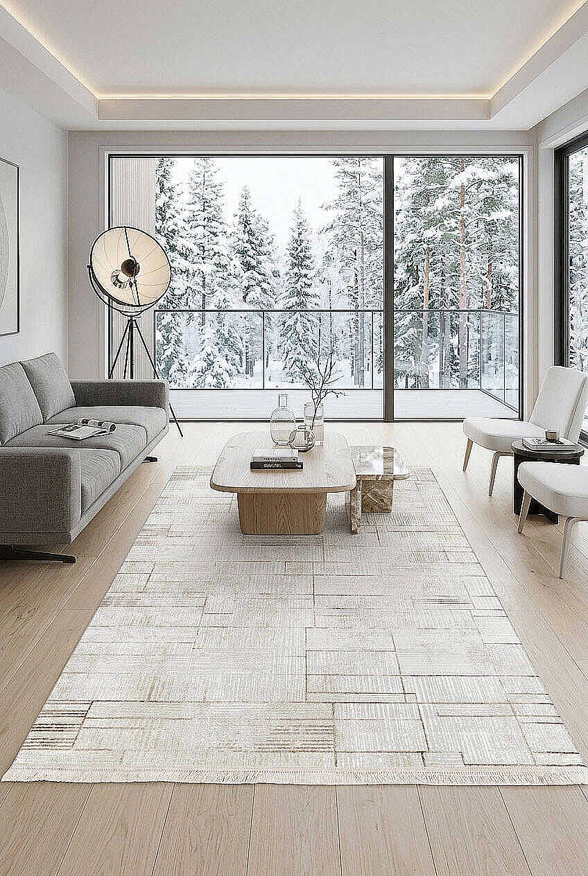 Etro Dekoratif Modern Akrilik Makine Halısı Et10 Bej - 1