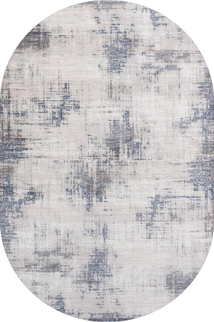 Etro Dekoratif Modern Akrilik Makine Oval Halı Et01 Mavi - 1