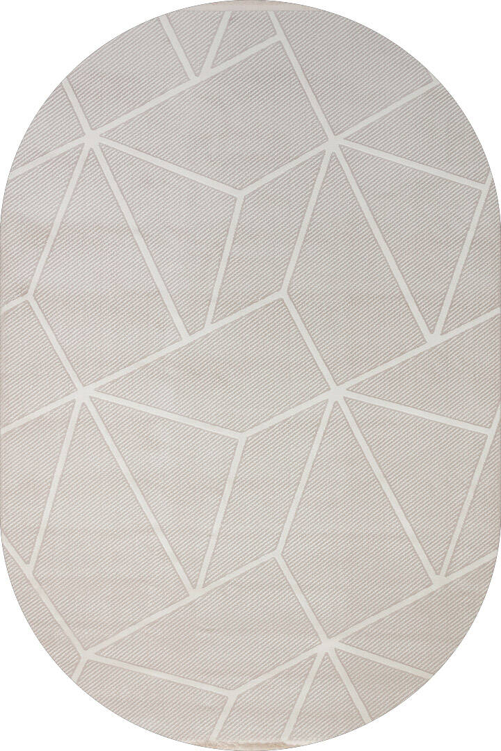 Etro Dekoratif Modern Akrilik Makine Oval Halı Et02 Kemik - 1