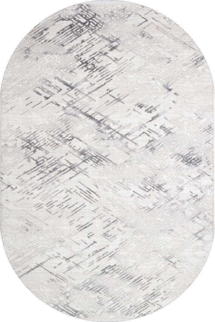Etro Dekoratif Modern Akrilik Makine Oval Halı Et05 Gri - 1
