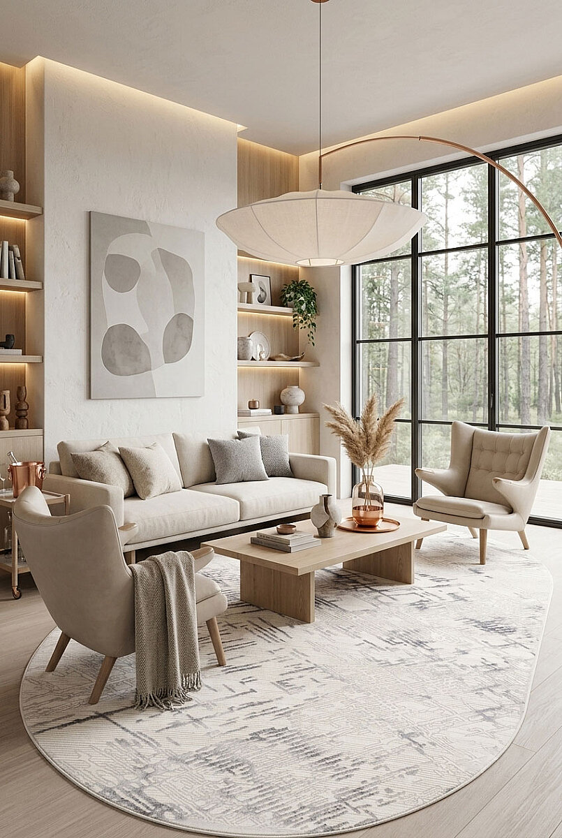 Etro Dekoratif Modern Akrilik Makine Oval Halı Et05 Gri - Frenda