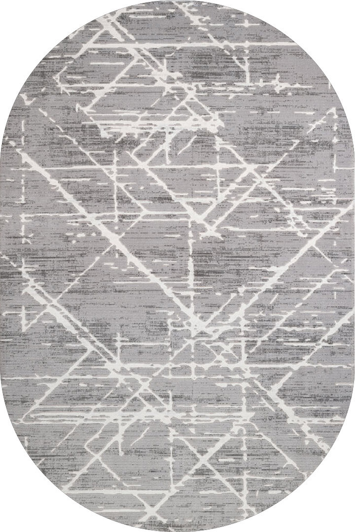 Etro Dekoratif Modern Akrilik Makine Oval Halı Et06 Koyu Gri 