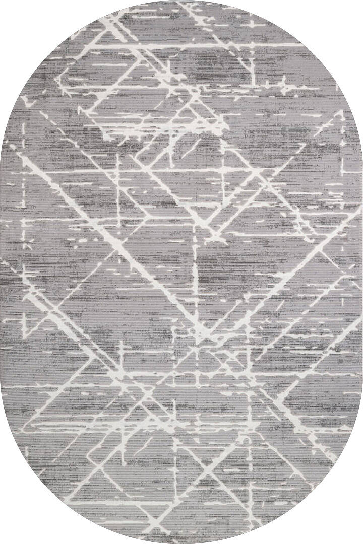 Etro Dekoratif Modern Akrilik Makine Oval Halı Et06 Koyu Gri - 1