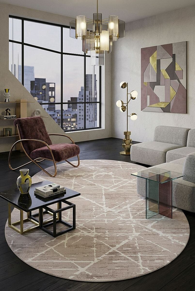 Etro Dekoratif Modern Akrilik Makine Oval Halı Et06 Vizon - Frenda