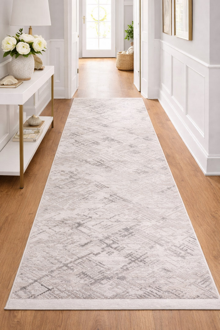 Etro Dekoratif Modern Akrilik Makine Yolluk Özel Ölçü Kesme Halı Et05 Gri - Frenda