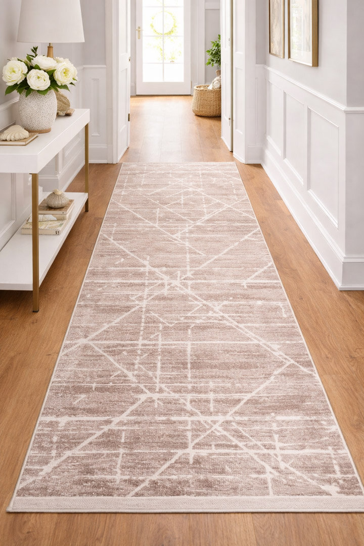 Etro Dekoratif Modern Akrilik Makine Yolluk Özel Ölçü Kesme Halı Et06 Vizon - Frenda