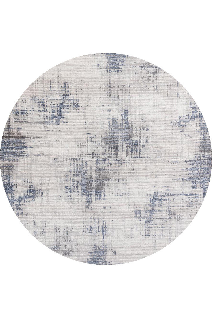 Etro Dekoratif Modern Akrilik Makine Yuvarlak Halı Et01 Mavi 