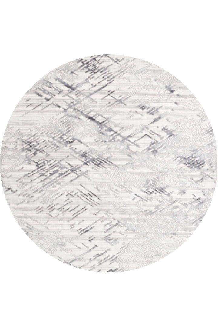 Etro Dekoratif Modern Akrilik Makine Yuvarlak Halı Et05 Gri - 1