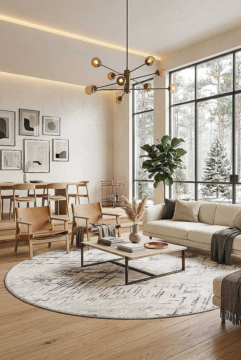 Etro Dekoratif Modern Akrilik Makine Yuvarlak Halı Et05 Gri - Frenda