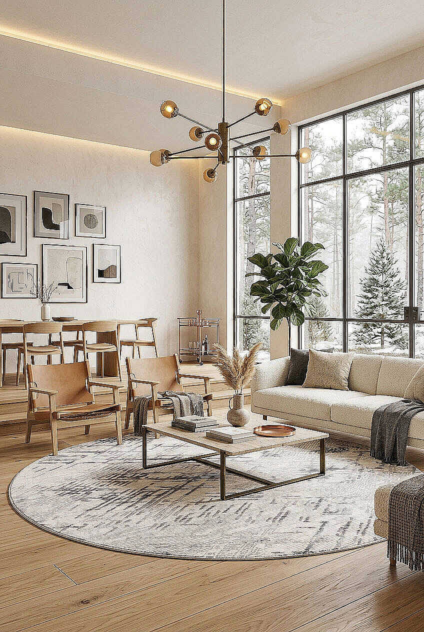 Etro Dekoratif Modern Akrilik Makine Yuvarlak Halı Et05 Gri - 1