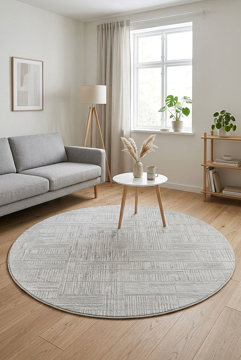 Etro Dekoratif Modern Akrilik Makine Yuvarlak Halı Et09 Kemik 