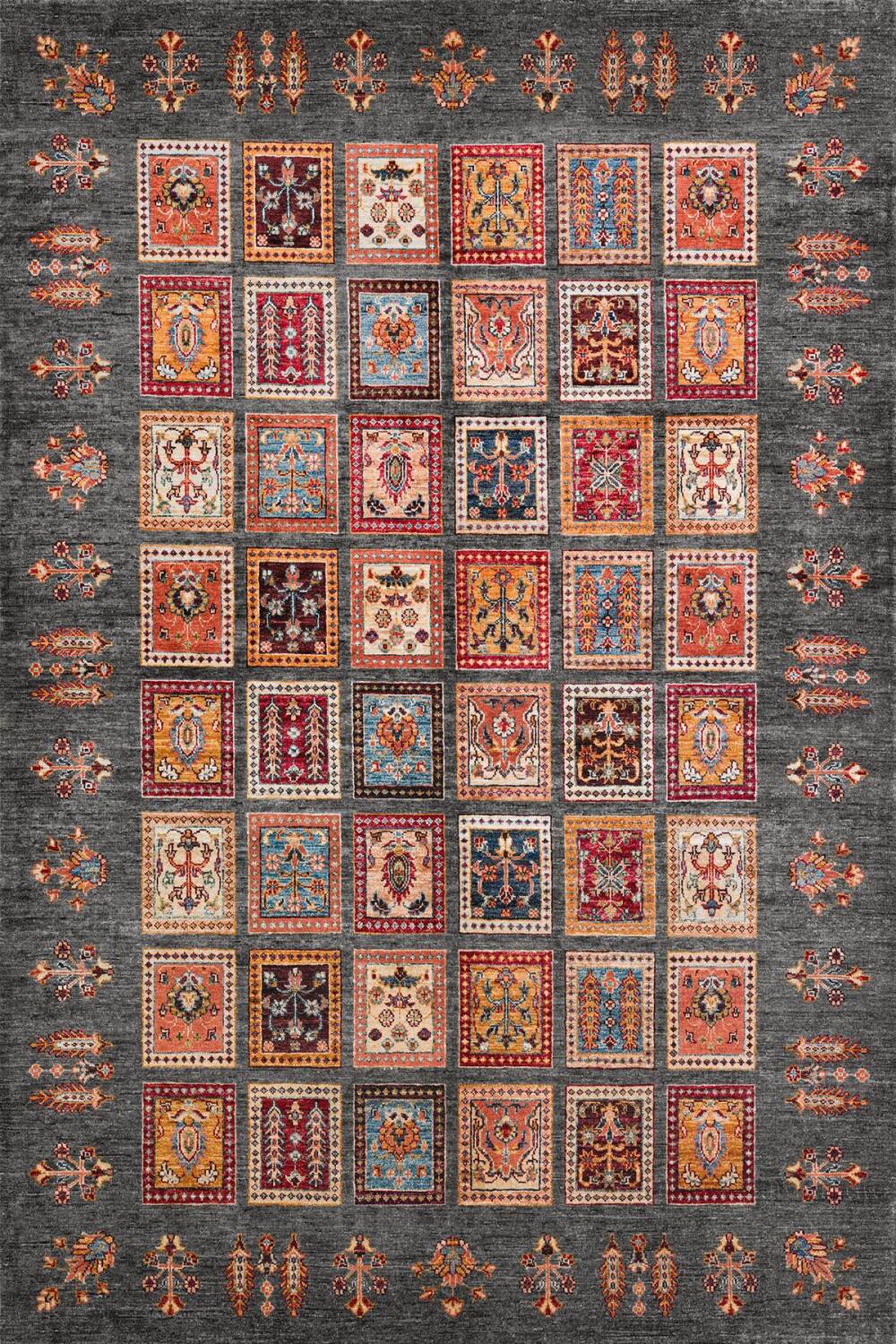 Frenda Home Binbirgece Pamuk Taban Yıkanabilir Dijital Baskılı Halı Gri - 2