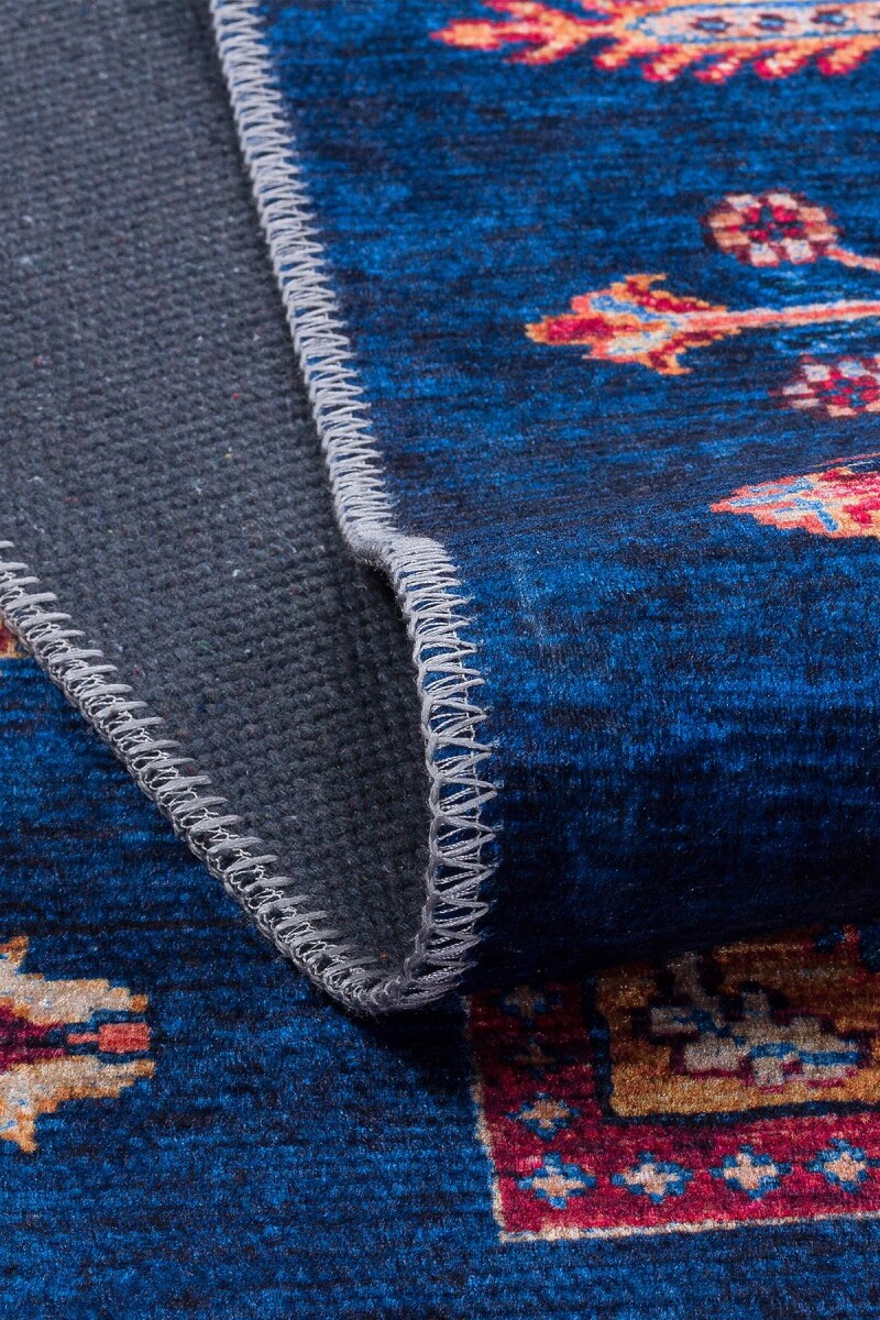 Frenda Home Binbirgece Pamuk Taban Yıkanabilir Dijital Baskılı Halı Lacivert - 4