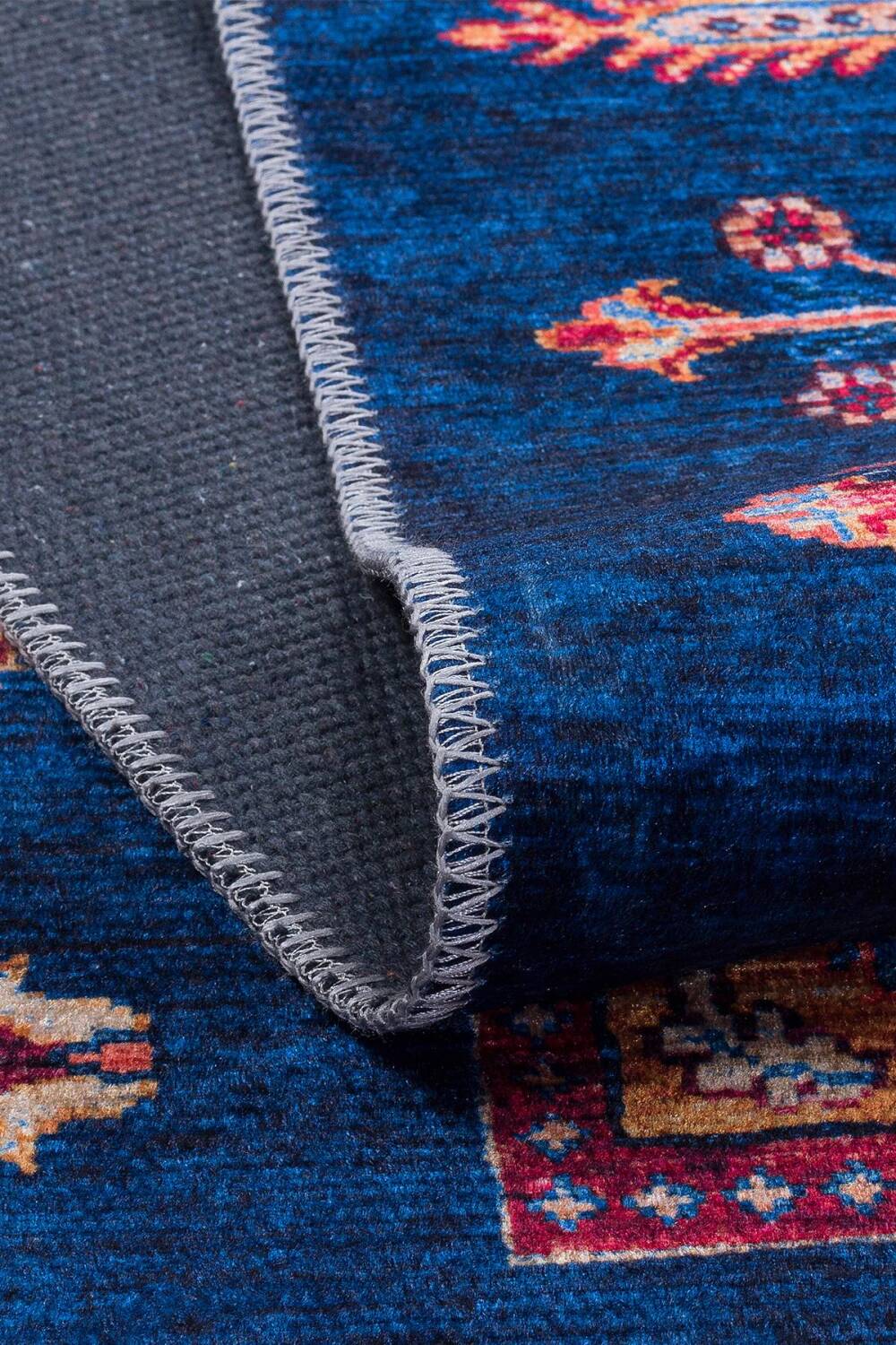 Frenda Home Binbirgece Pamuk Taban Yıkanabilir Dijital Baskılı Halı Lacivert - 4