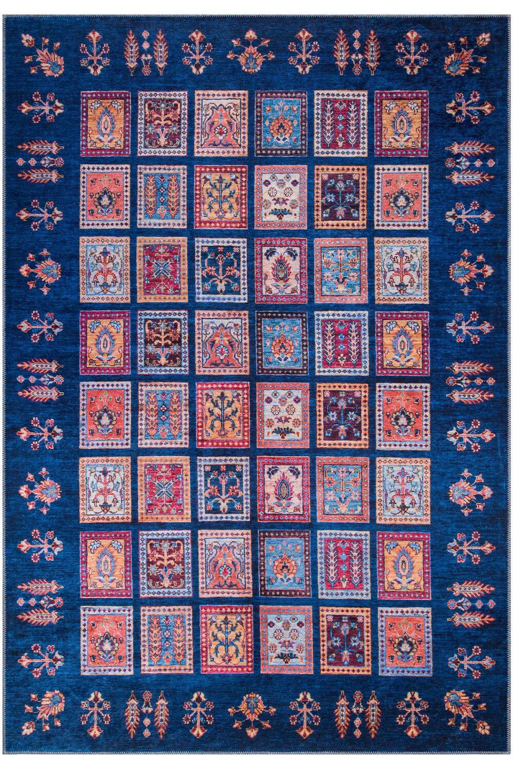 Frenda Home Binbirgece Pamuk Taban Yıkanabilir Dijital Baskılı Halı Lacivert - 1