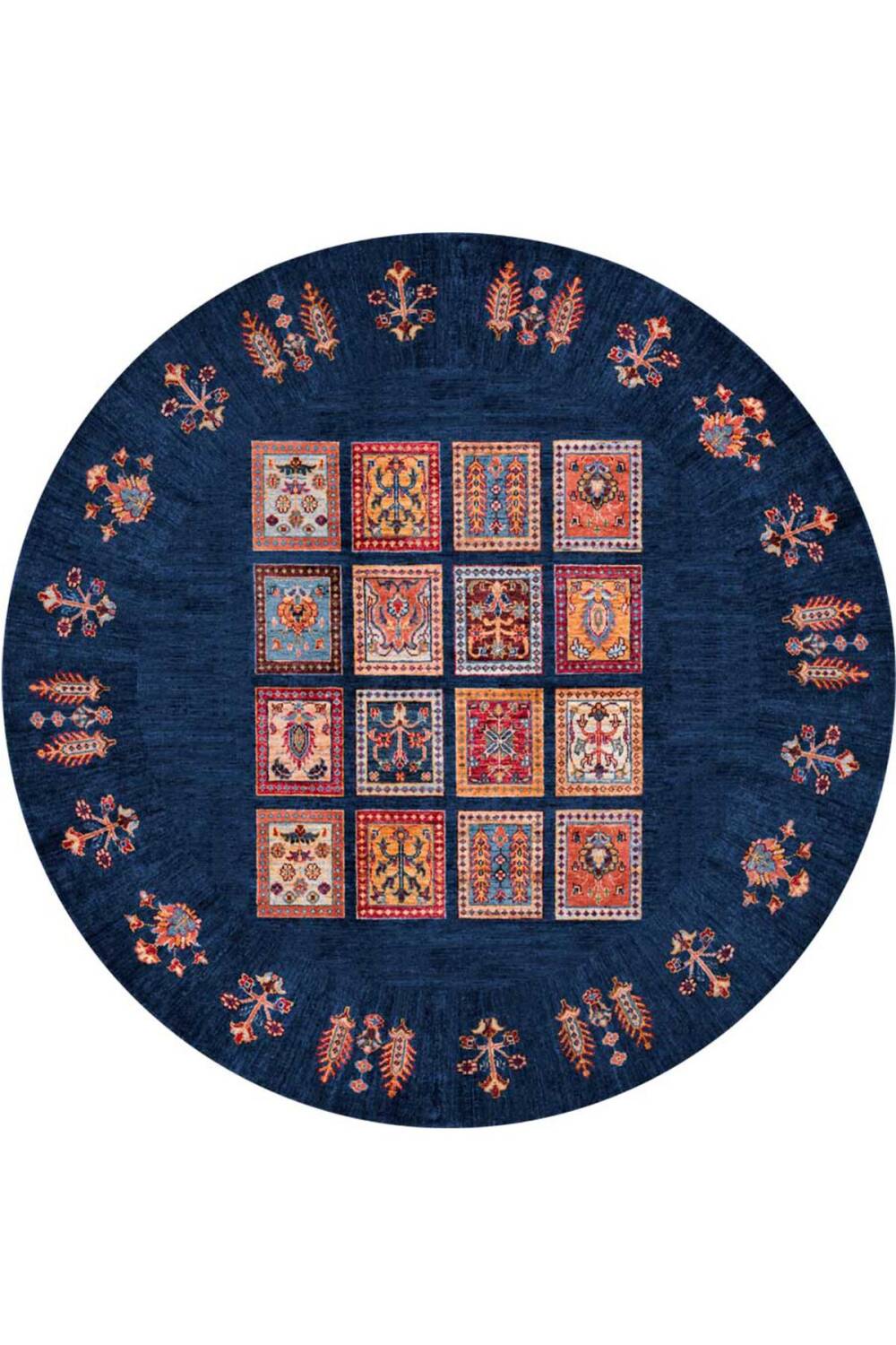 Frenda Home Binbirgece Pamuk Taban Yıkanabilir Dijital Baskılı Yuvarlak Halı Lacivert - 1