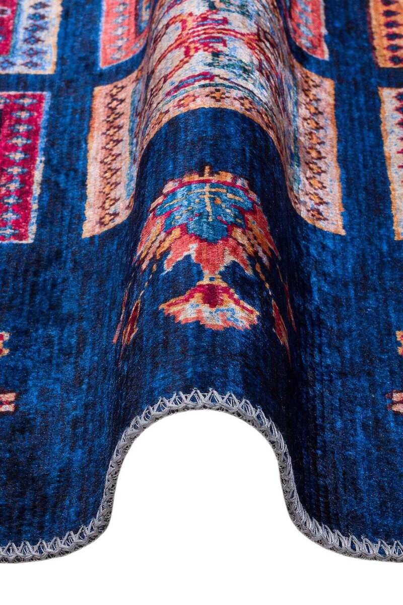 Frenda Home Binbirgece Pamuk Taban Yıkanabilir Dijital Baskılı Yuvarlak Halı Lacivert - 3