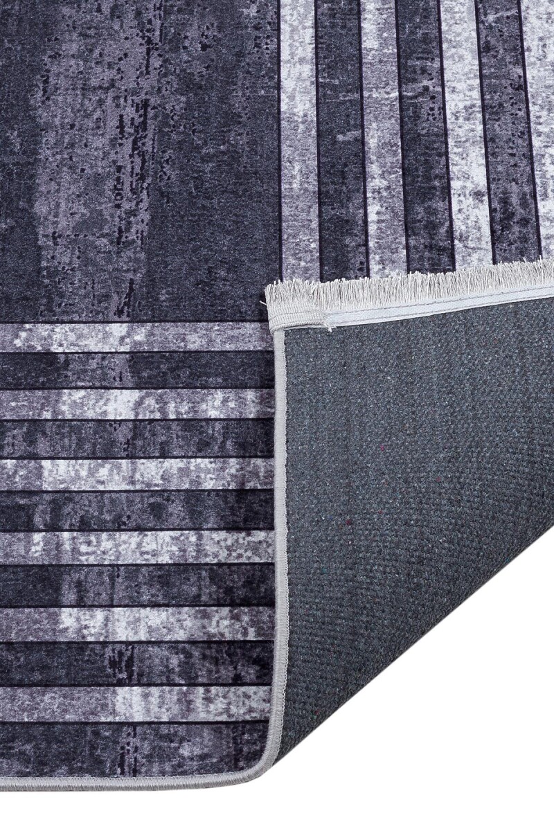 Frenda Home Çerçeve Desen Dokuma Pamuk Taban Dijital Dekoratif Halı Antrasit - 5