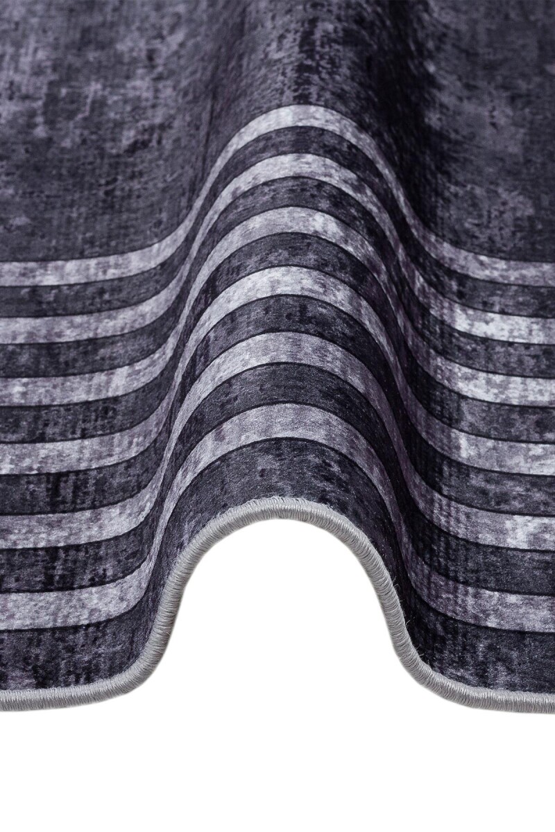 Frenda Home Çerçeve Desen Dokuma Pamuk Taban Dijital Dekoratif Halı Antrasit - 3