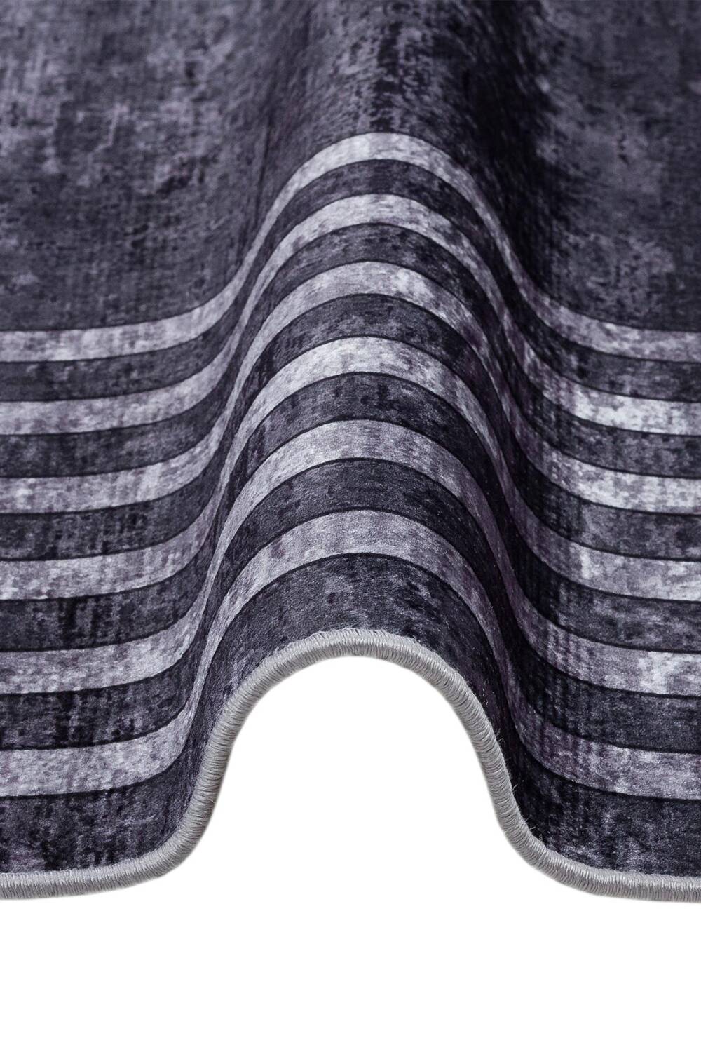 Frenda Home Çerçeve Desen Dokuma Pamuk Taban Dijital Dekoratif Halı Antrasit - 3