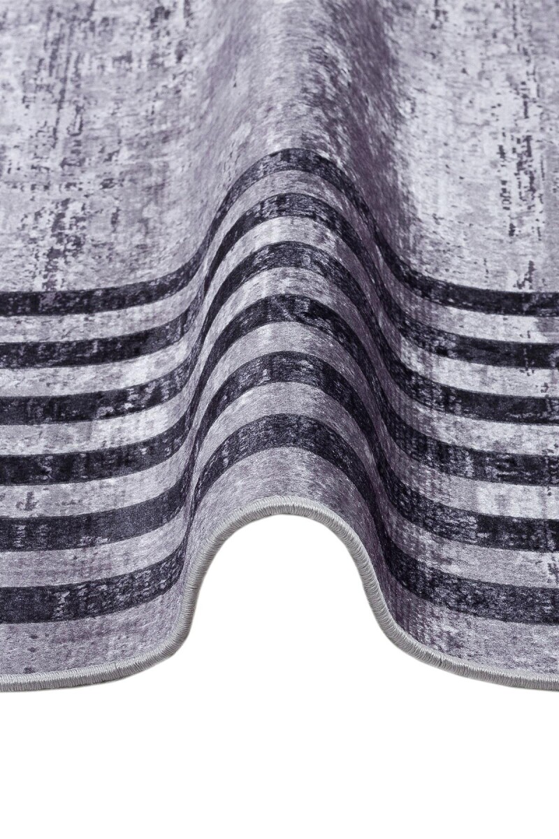 Frenda Home Çerçeve Desen Dokuma Pamuk Taban Dijital Dekoratif Halı Gri - 3