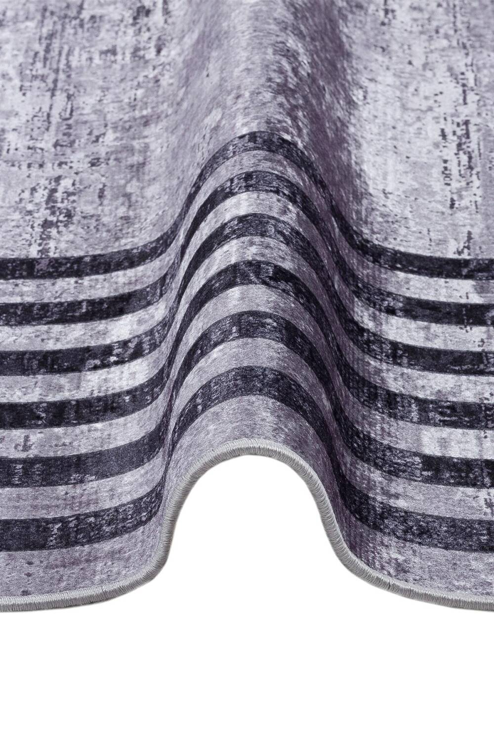 Frenda Home Çerçeve Desen Dokuma Pamuk Taban Dijital Dekoratif Halı Gri - 3