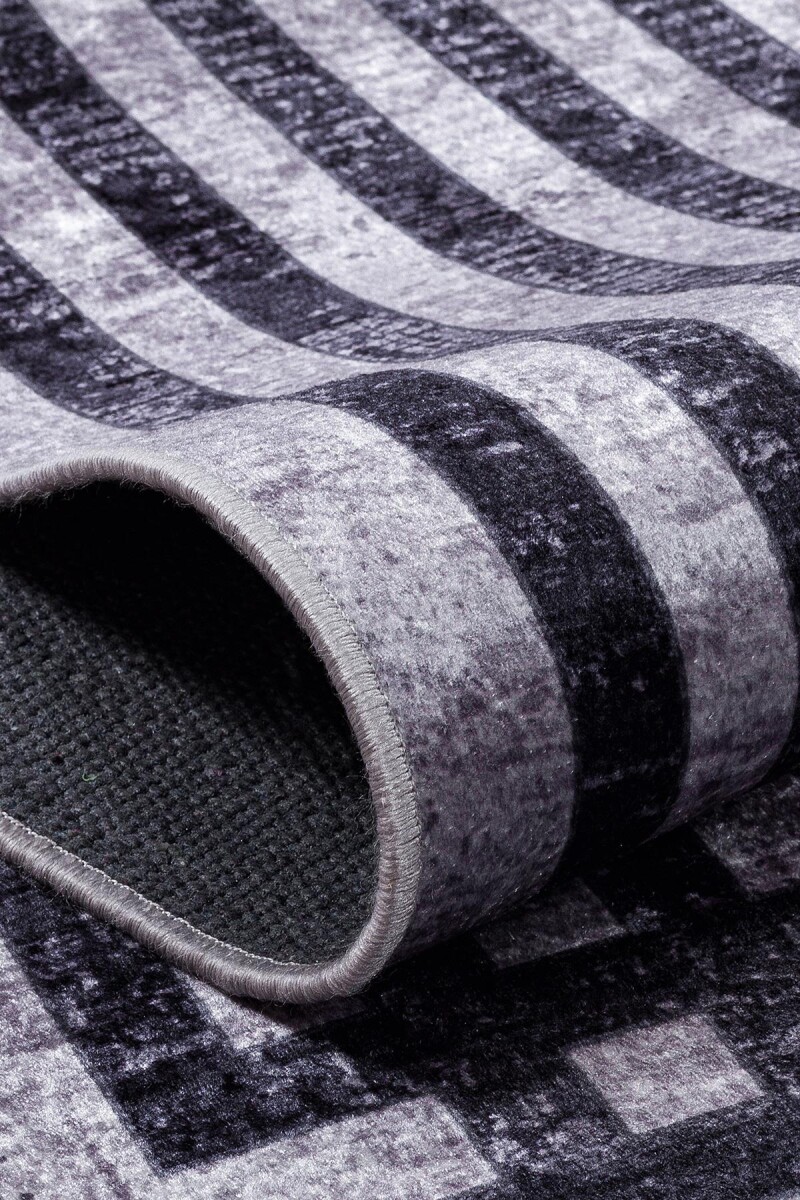 Frenda Home Çerçeve Desen Dokuma Pamuk Taban Dijital Dekoratif Halı Gri - 4