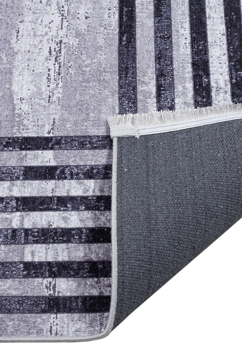 Frenda Home Çerçeve Desen Dokuma Pamuk Taban Dijital Dekoratif Halı Gri - 5