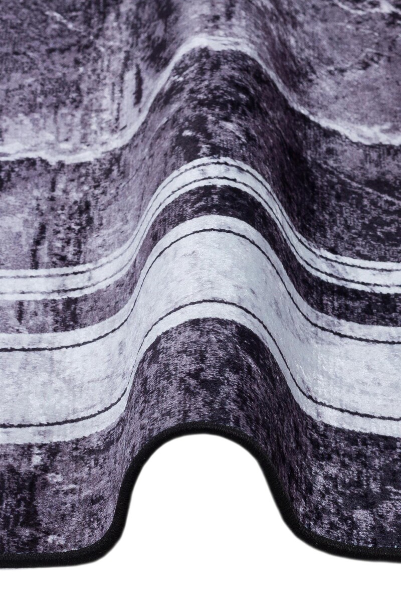 Frenda Home Çerçeve Mermer Desen Pamuk Taban Yıkanabilir Baskılı Halı Siyah - 3