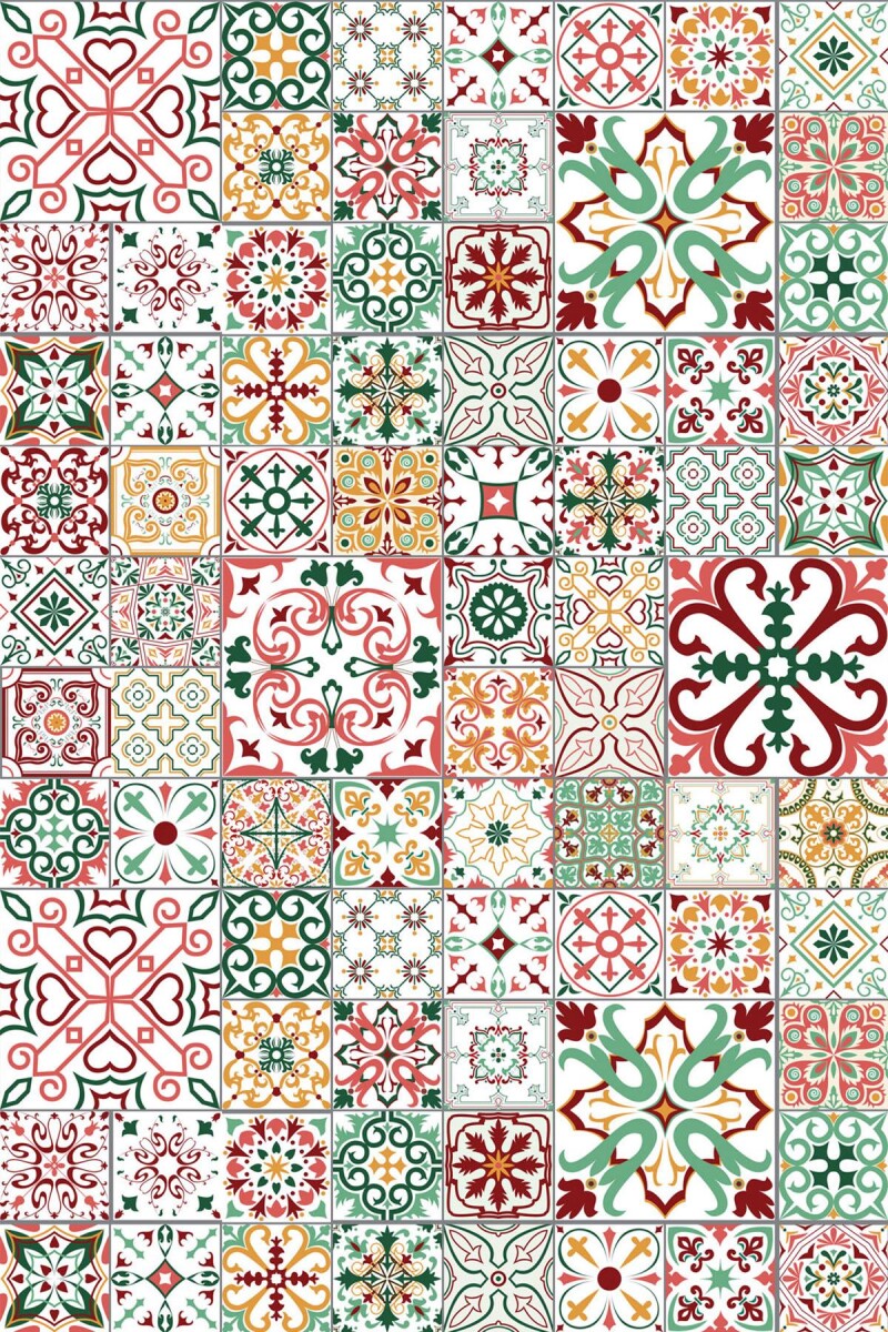 Frenda Home Çini Desenli Kaymaz Deri Taban Yıkanabilir Halı - 2