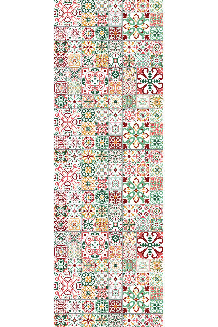 Frenda Home Çini Desenli Pamuk Taban Yıkanabilir Baskılı Yolluk Halı Kırmızı - 2