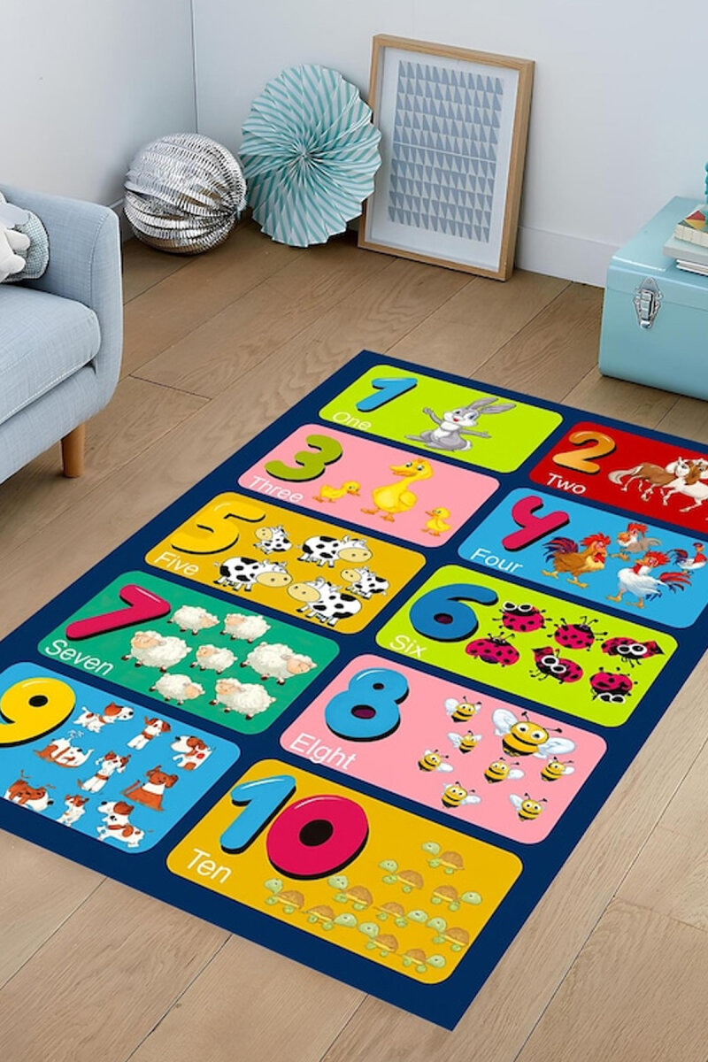 Frenda Home Çocuk Eğitici Renkli Rakamlar ve Sayılar Anaokulu Kreş Halısı - 1