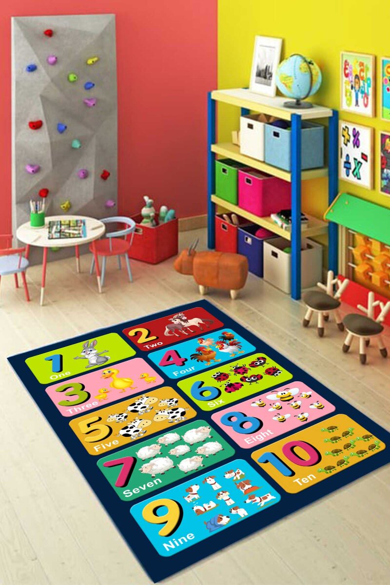 Frenda Home Çocuk Eğitici Renkli Rakamlar ve Sayılar Anaokulu Kreş Halısı - 3