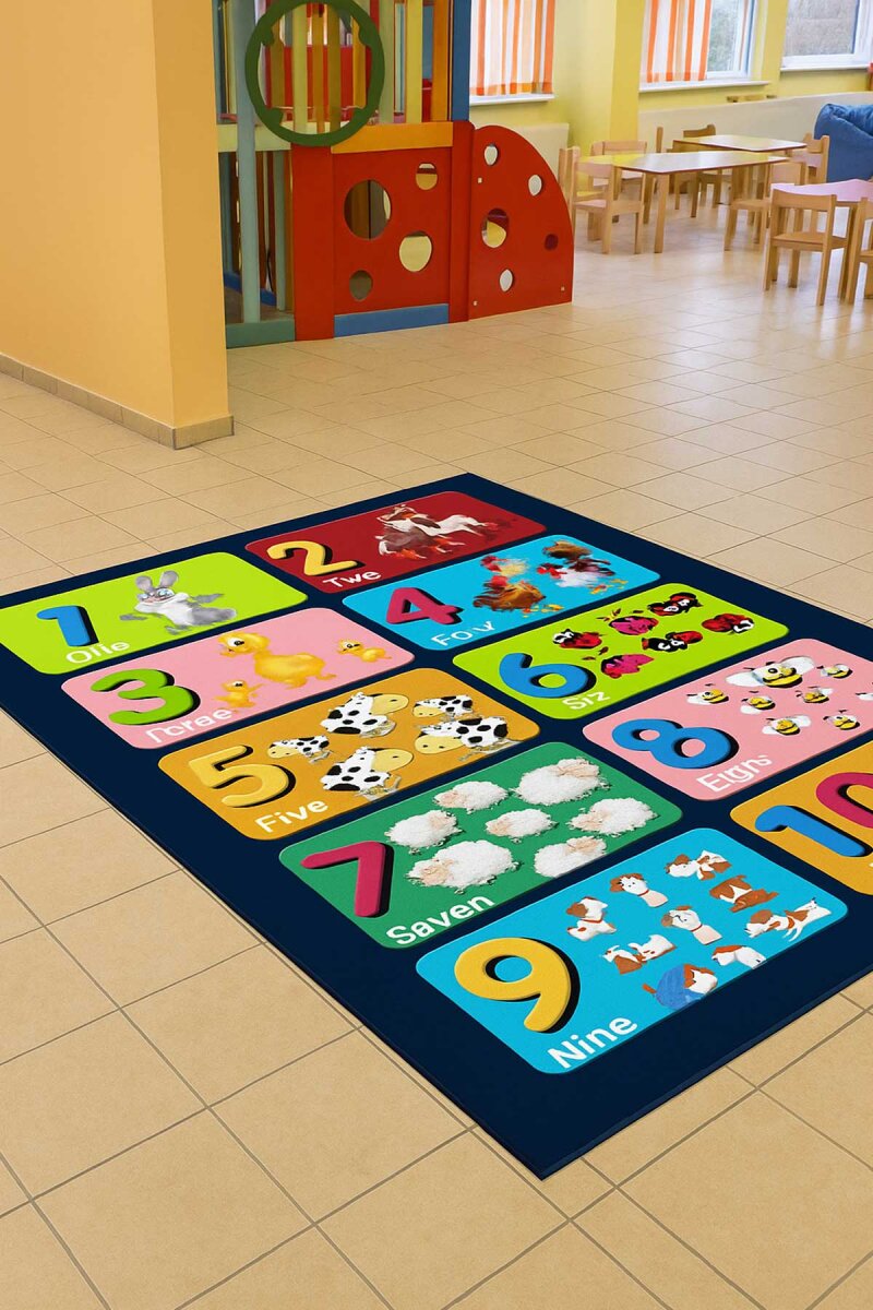 Frenda Home Çocuk Eğitici Renkli Rakamlar ve Sayılar Anaokulu Kreş Halısı - 5