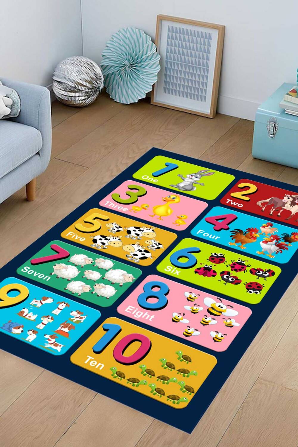 Frenda Home Çocuk Eğitici Renkli Rakamlar ve Sayılar Anaokulu Kreş Halısı - 1