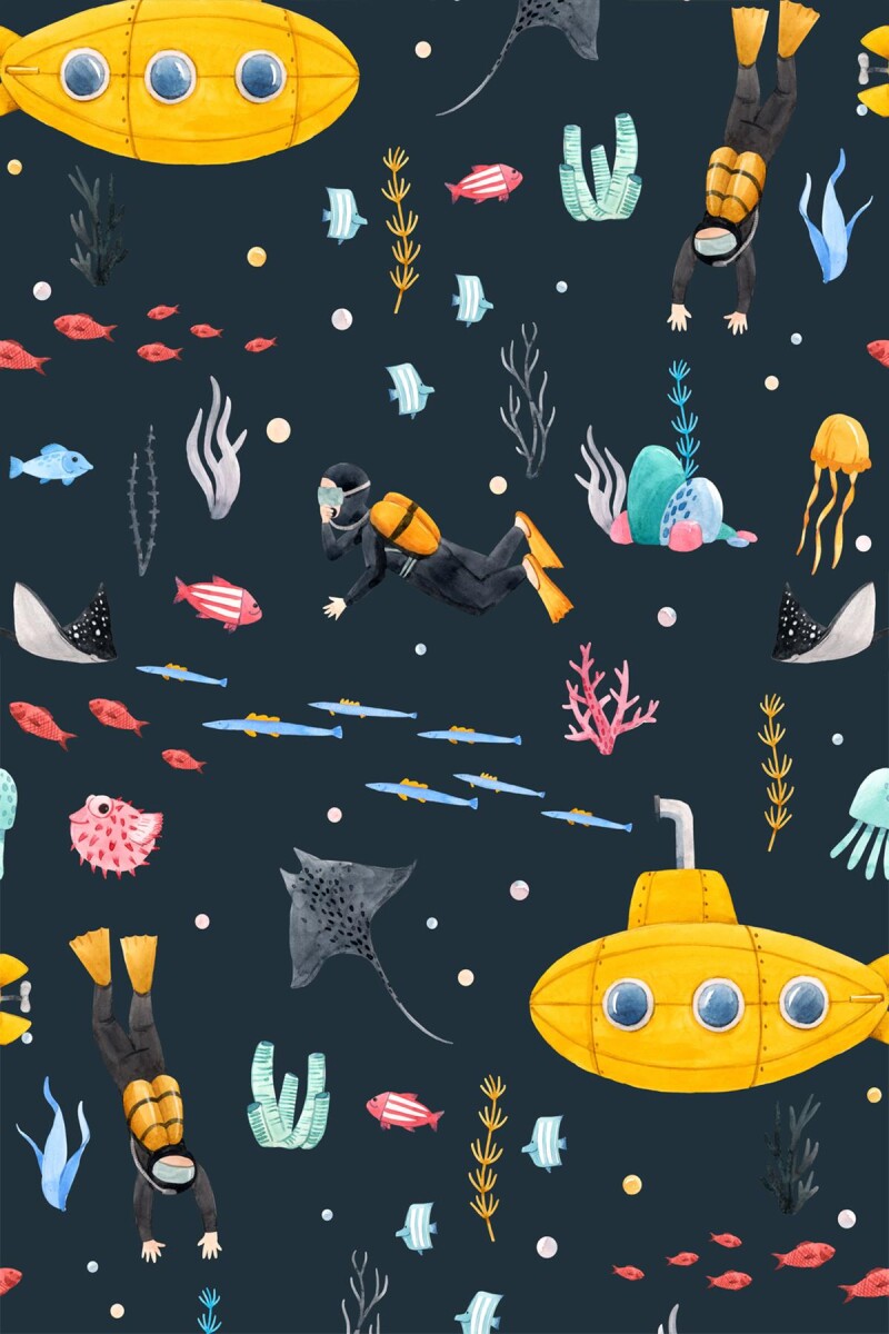 Frenda Home Denizaltı Desenli Kaymaz Deri Taban Çocuk Halısı Lacivert - Frenda (1)