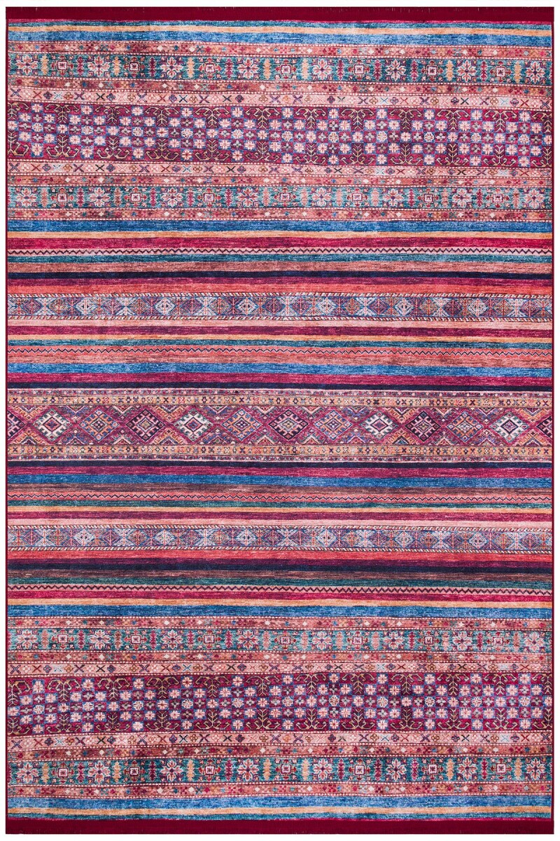Frenda Home Etnik Kilim Desen Yıkanabilir Baskılı Pamuk Taban Halı - Frenda