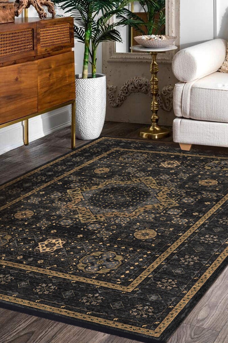 Frenda Home Fas Kapısı Desenli Yıkanabilir Pamuk Taban Halı Vizon 