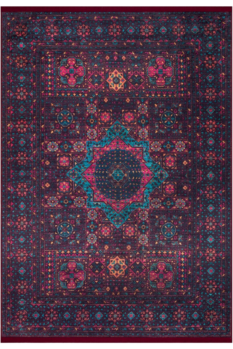 Frenda Home Fas Kapısı Desenli Yıkanabilir Pamuk Taban Halı Kahve - 2