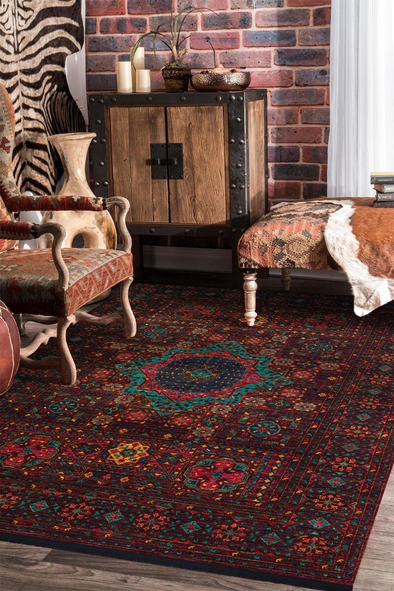 Frenda Home Fas Kapısı Desenli Yıkanabilir Pamuk Taban Halı Kahve 