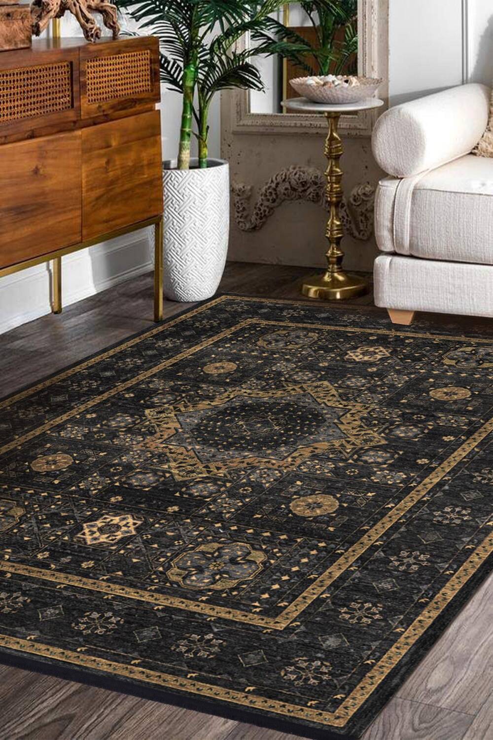 Frenda Home Fas Kapısı Desenli Yıkanabilir Pamuk Taban Halı Vizon - 1