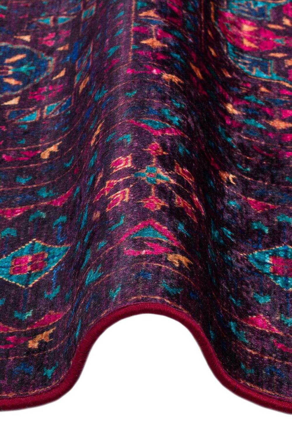 Frenda Home Fas Kapısı Desenli Yıkanabilir Pamuk Taban Oval Halı Kahve - 2