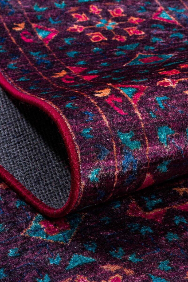 Frenda Home Fas Kapısı Desenli Yıkanabilir Pamuk Taban Özel Kesme Yolluk Halı Kahve - 4