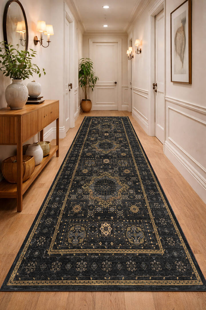 Frenda Home Fas Kapısı Desenli Yıkanabilir Pamuk Taban Özel Kesme Yolluk Halı Vizon - 1