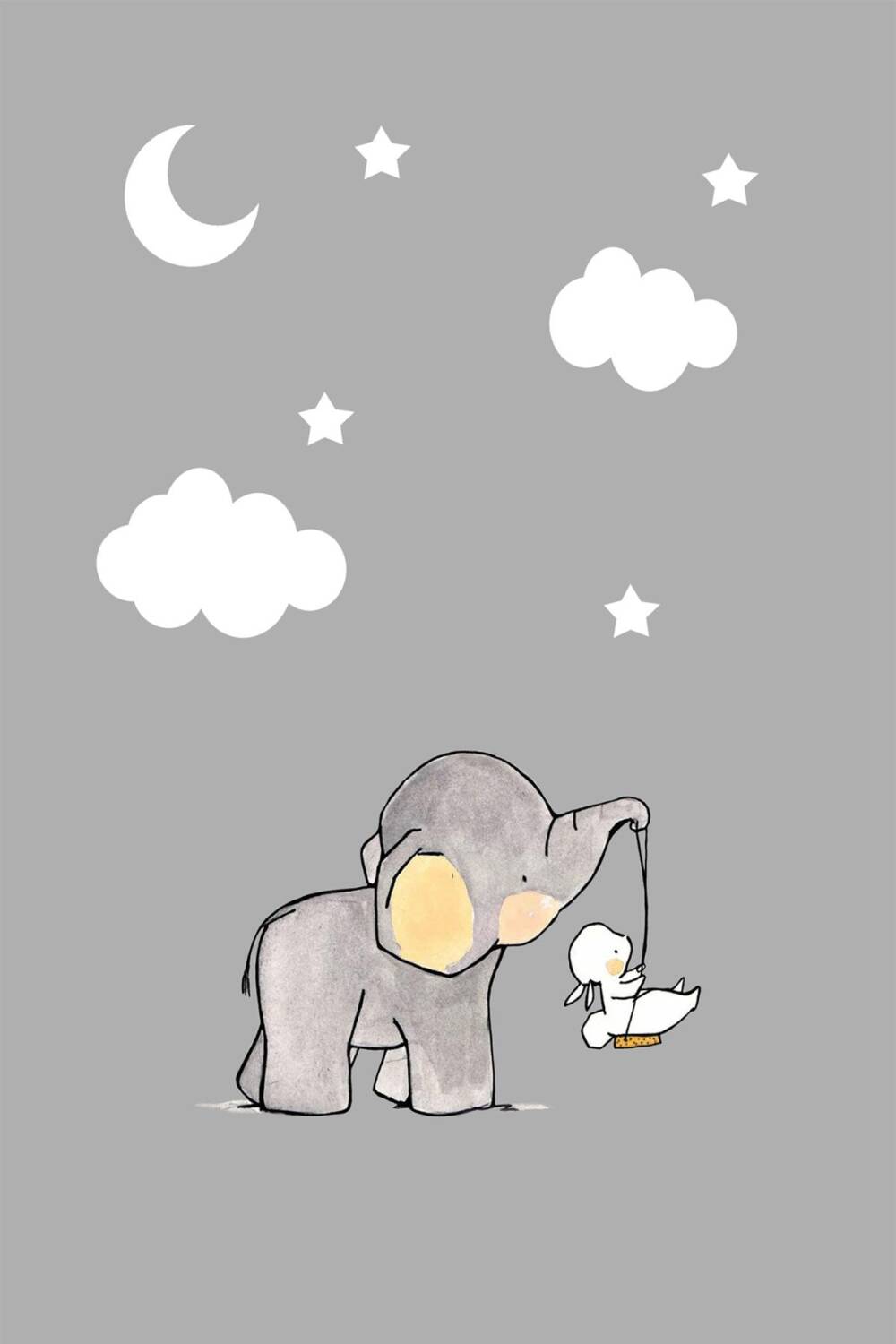 Frenda Home Fil Desenli Kaymaz Deri Taban Çocuk Ve Bebek Odası Halısı Gri - 1