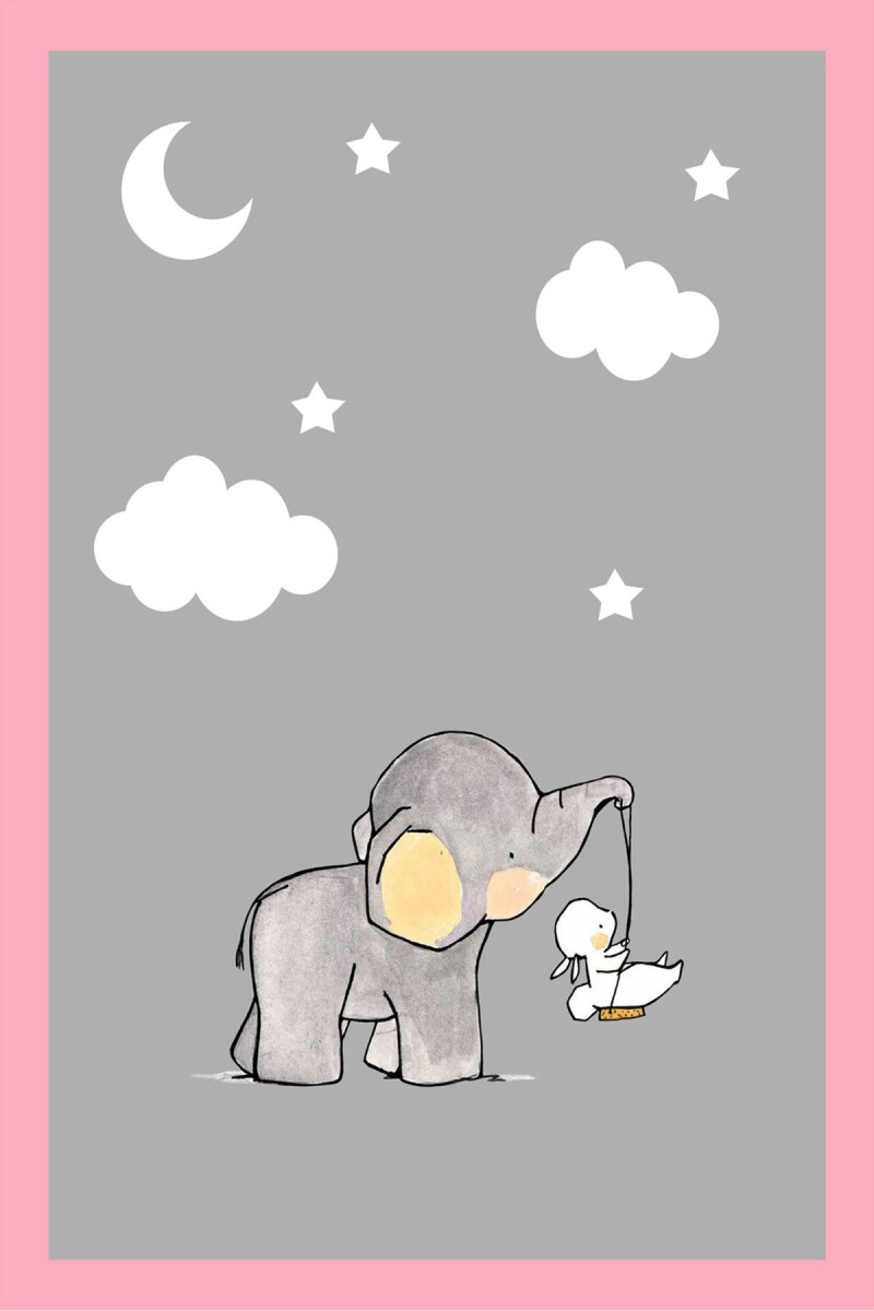 Frenda Home Fil Desenli Kaymaz Deri Taban Çocuk Ve Bebek Odası Halısı Pembe - Frenda (1)